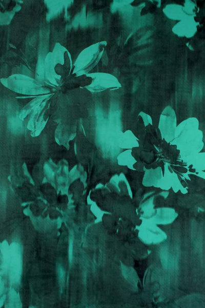 Blooming Floral Printed Mesh Forest / Oasis