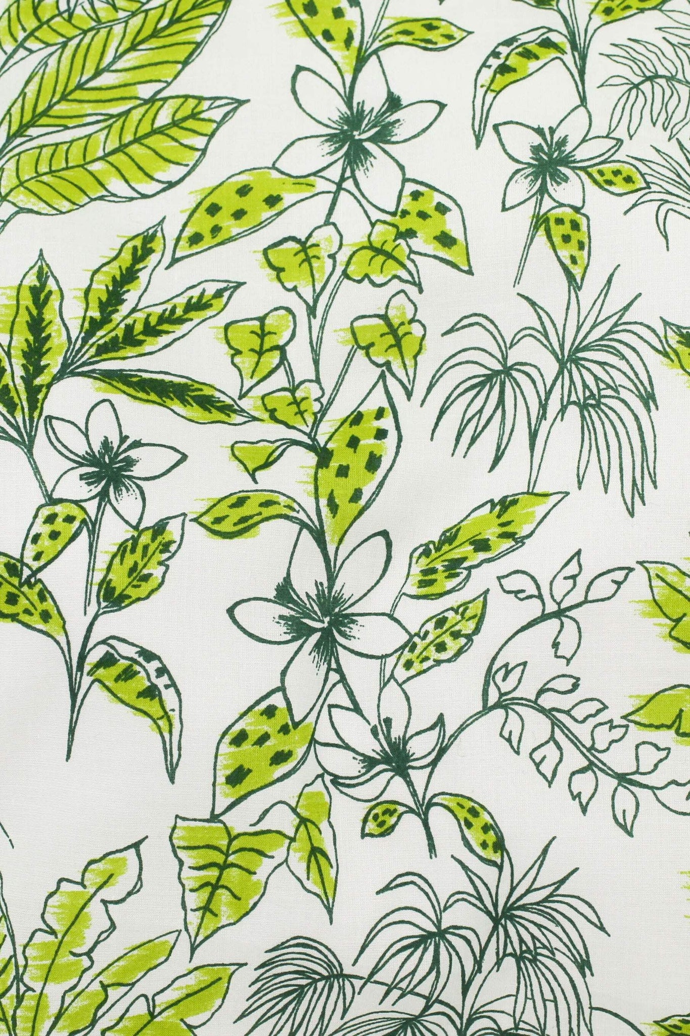 Botanical Voile Print White / Green