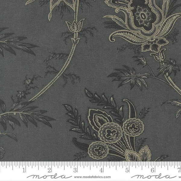 Breathtaking Blues Plumes Mochi Linen By 3 Sisters For Moda Dusk