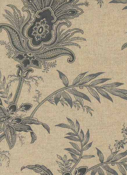 Breathtaking Blues Plumes Mochi Linen By 3 Sisters For Moda Porcelain