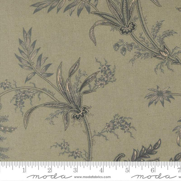 Breathtaking Blues Plumes Mochi Linen By 3 Sisters For Moda Sky