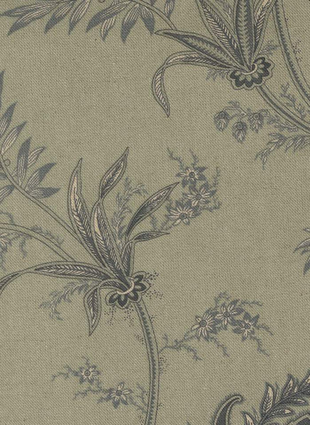 Breathtaking Blues Plumes Mochi Linen By 3 Sisters For Moda Sky
