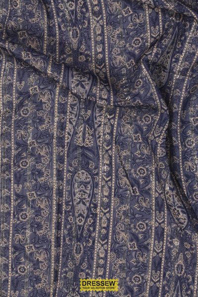 Breeze Damask Print Voile Light Navy Mix