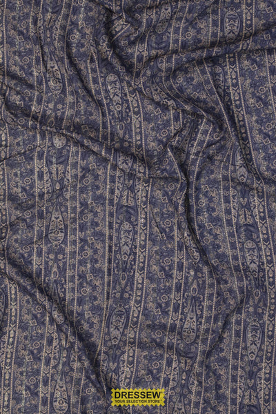 Breeze Damask Print Voile Light Navy Mix