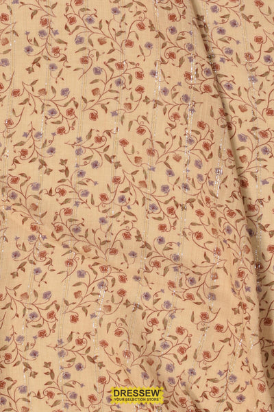 Breeze Floral Twigs Voile Almond / Rust