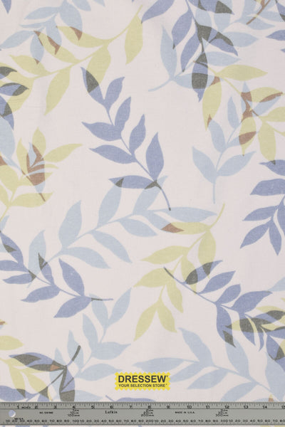 Breezy Leaves Flannelette Blue Mix