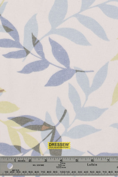 Breezy Leaves Flannelette Blue Mix