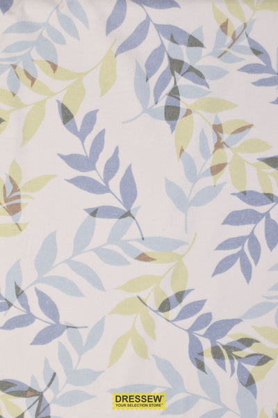 Breezy Leaves Flannelette Blue Mix