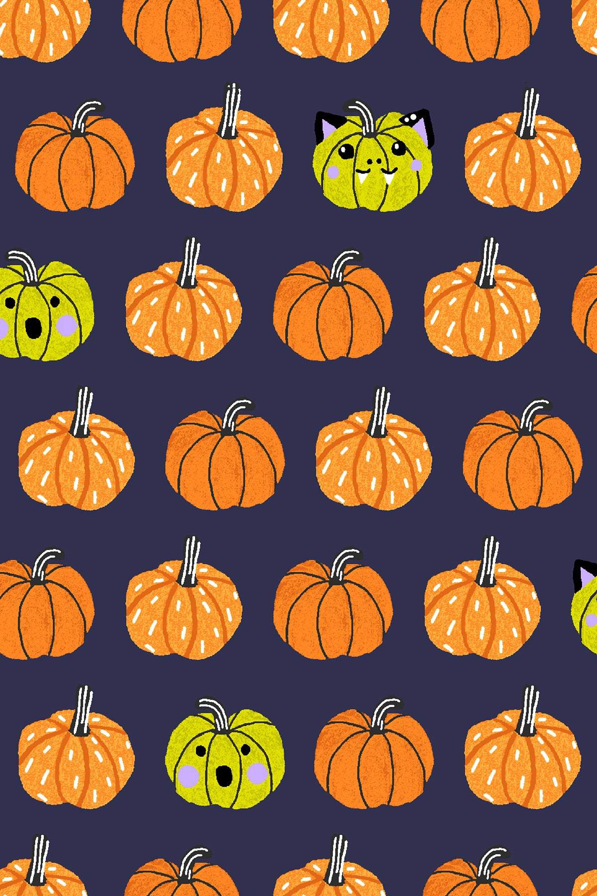 Bring Your Own Boos Carve Away By Calli & Co. For Cotton + Steel Navy / Orange