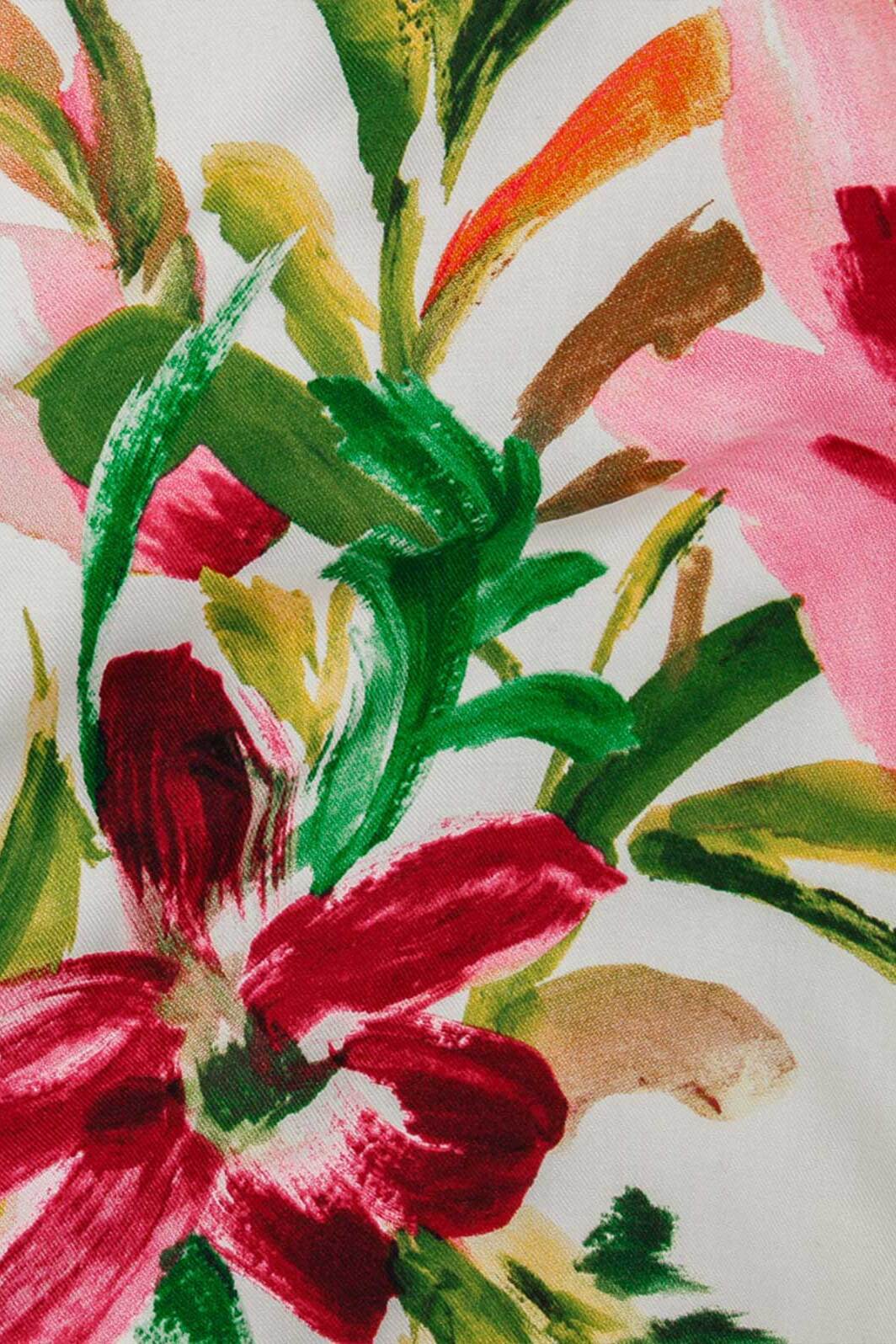 Brushstroke Floral Taylor Twill Off White / Pink