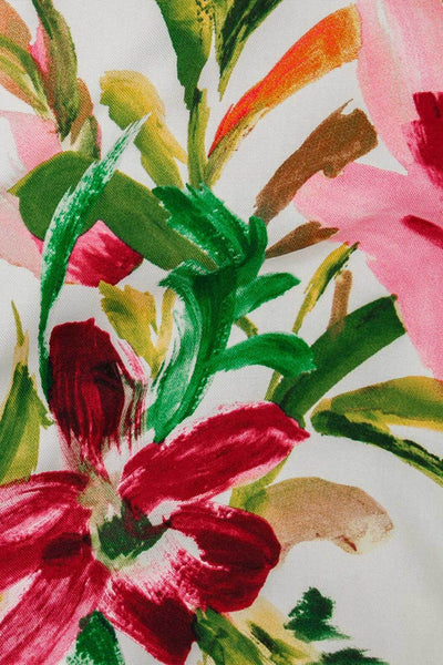 Brushstroke Floral Taylor Twill Off White / Pink