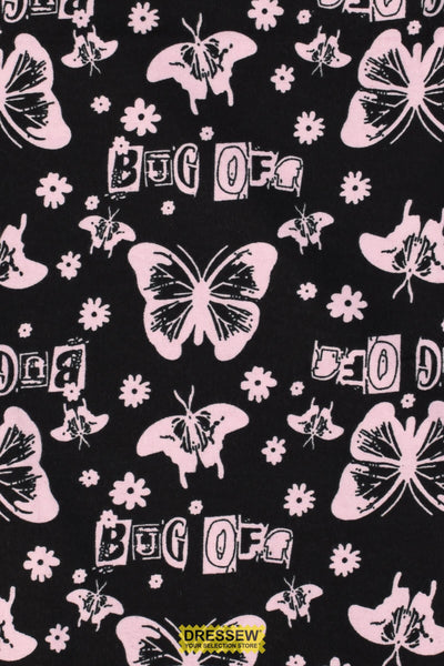 Bug Off Flannelette Black / Pink
