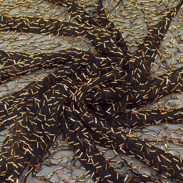 Bugle Bead Mesh Black / Gold
