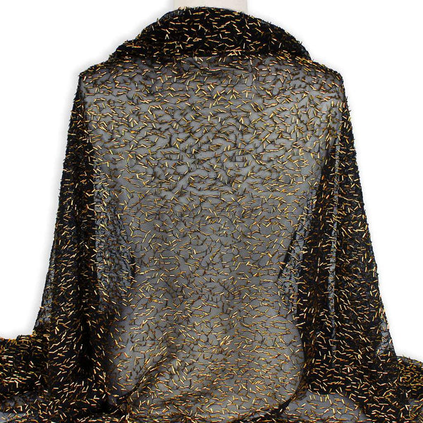 Bugle Bead Mesh Black / Gold