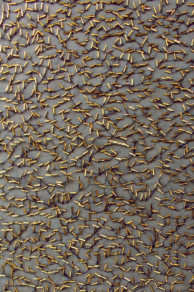 Bugle Bead Mesh Black / Gold
