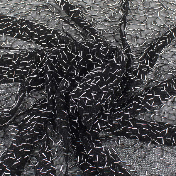 Bugle Bead Mesh Black / Silver