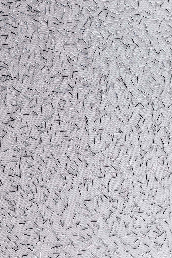 Bugle Bead Mesh White / Silver