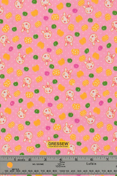 Bunny Flannelette Pink / Multi