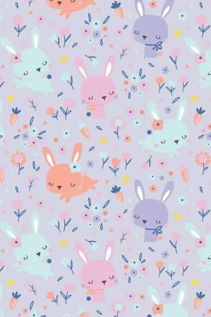 Bunny Heads Flannel Light Purple