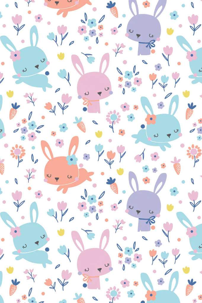 Bunny Heads Flannel White