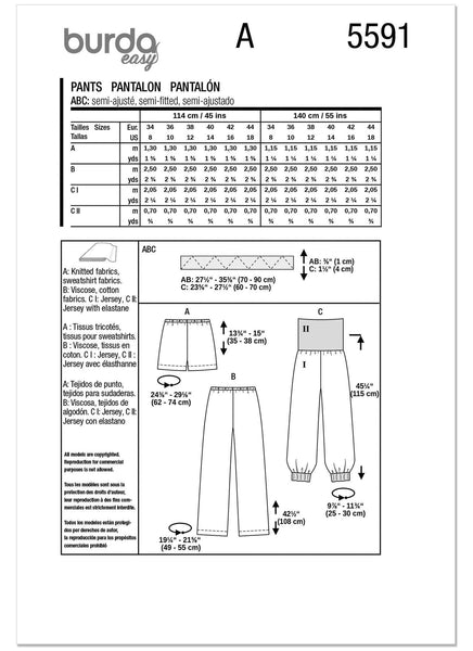 Burda - 5591 Ladies Pants & Shorts