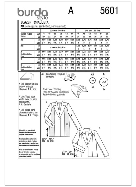 Burda - 5601 Ladies Jackets