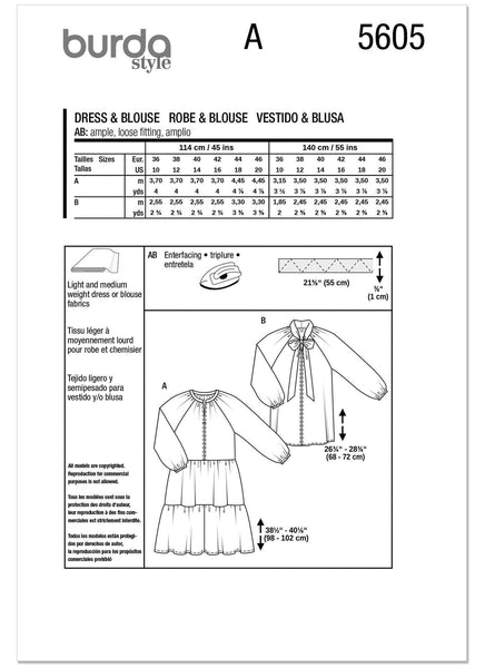 Burda - 5605 Ladies Dress & Blouse