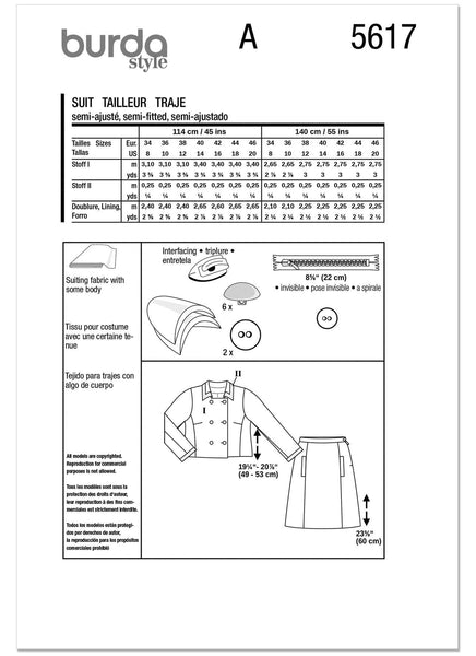 Burda - 5617 Ladies Jacket & Skirt
