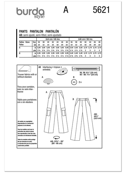Burda - 5621 Ladies Pants
