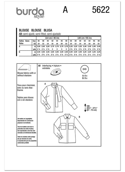 Burda - 5622 Ladies Blouse