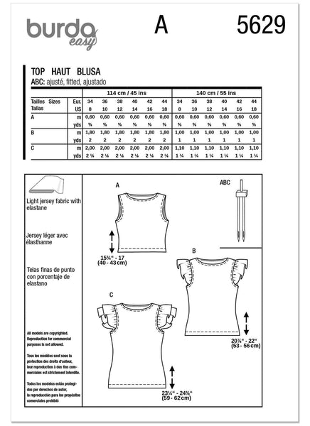 Burda - 5629 Ladies Tops
