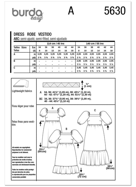Burda - 5630 Ladies Dresses
