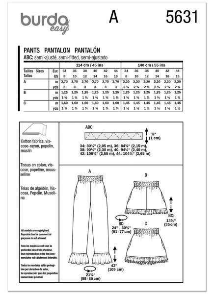Burda - 5631 Ladies Pants