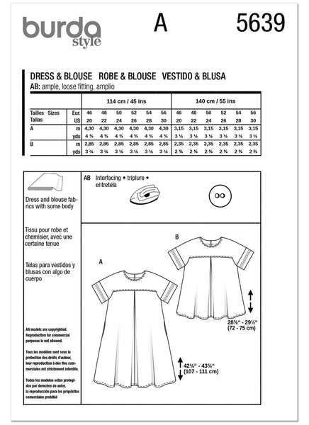 Burda - 5639 Ladies Dress & Blouse