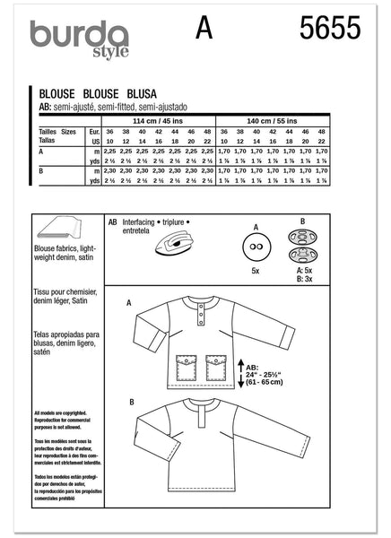Burda - 5655 Ladies Blouses