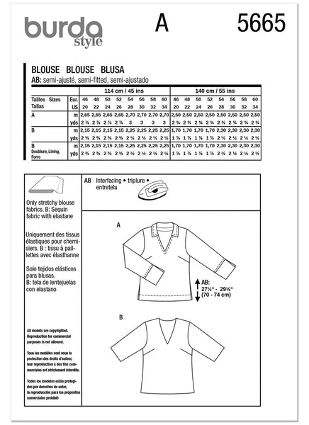 Burda - 5665 Ladies Blouse