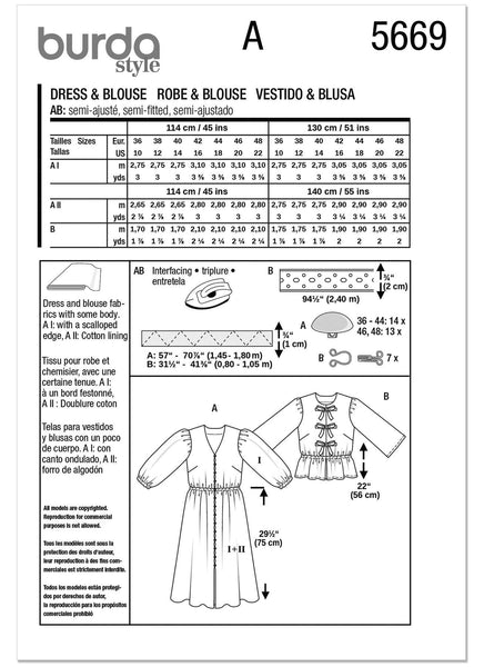Burda - 5669 Ladies Dress & Blouse