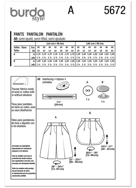 Burda - 5672 Ladies Shorts