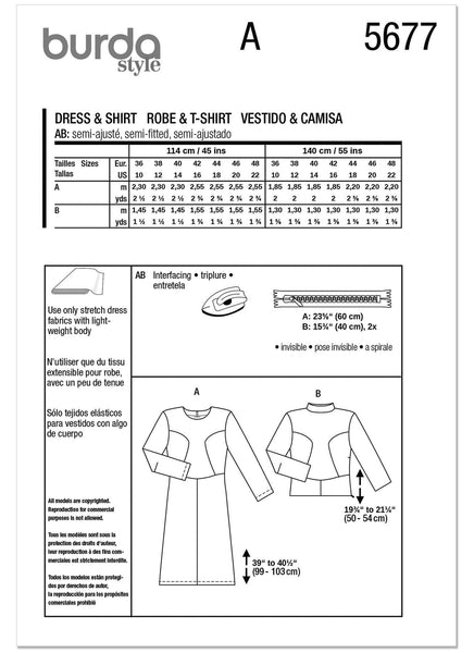 Burda - 5677 Ladies Dress and Shirt