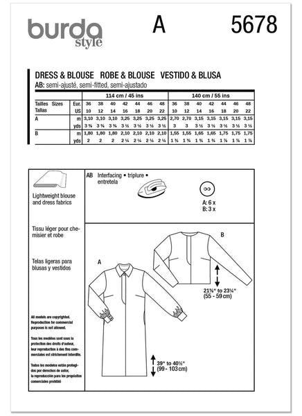 Burda - 5678 Ladies Dress and Blouse