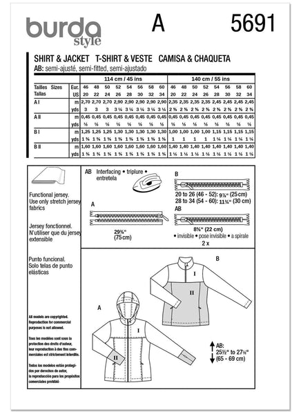 Burda - 5691 Ladies Sports Shirt and Jacket