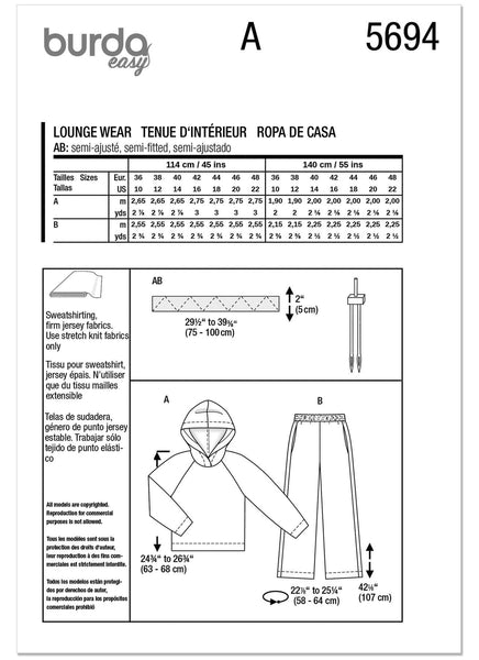 Burda - 5694 Ladies Sweater and Sweatpants