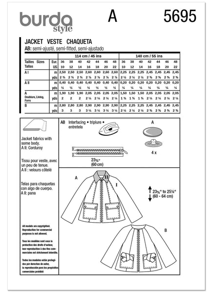 Burda - 5695 Ladies Jackets