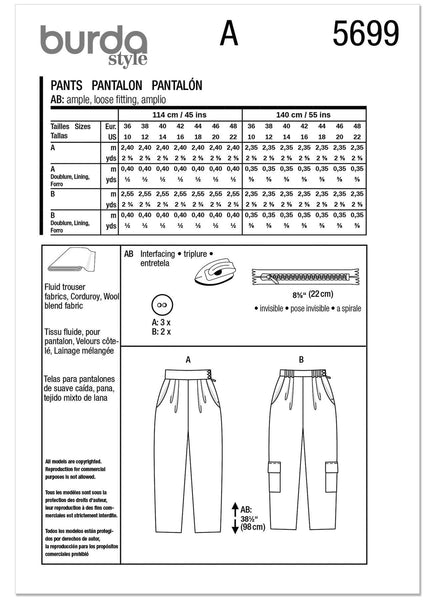 Burda - 5699 Ladies Trousers