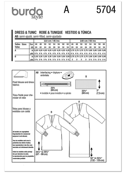 Burda - 5704 Ladies Dress and Tunic