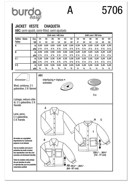 Burda - 5706 Ladies Jackets