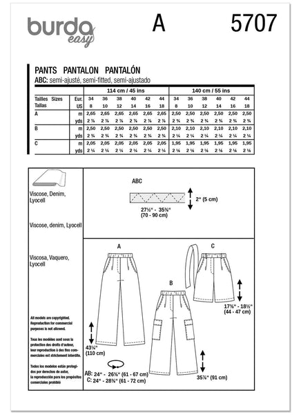 Burda - 5707 Ladies Trousers