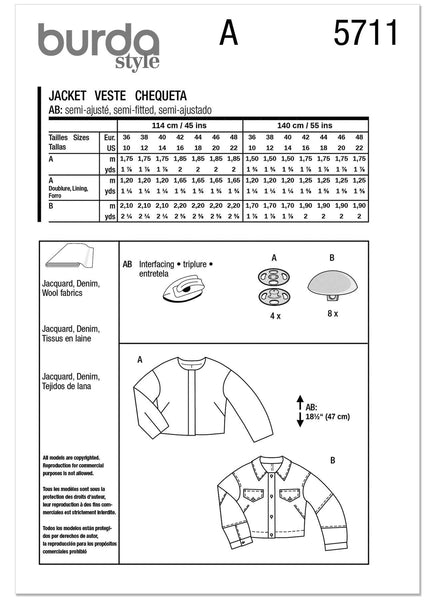 Burda - 5711 Ladies Jackets