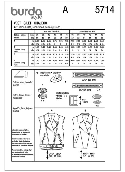 Burda - 5714 Ladies Vests