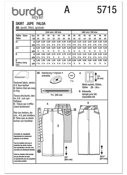 Burda - 5715 Ladies Skirts